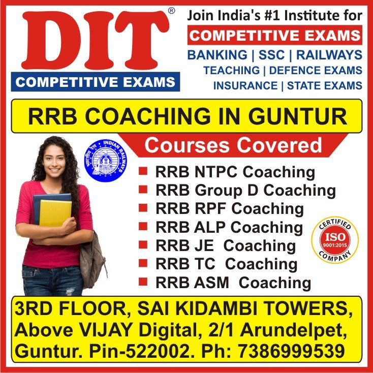 RRB Coaching in Guntur, RRB Coaching Center in Guntur, RRB Coaching Institute in Guntur, RRB Classes in Guntur, RRB Training in Guntur - DIT Competitive Exams RRB Coaching in Guntur, RRB Coaching Center in Guntur, RRB Coaching Institute in Guntur, RRB Classes in Guntur, RRB Training in Guntur - DIT Competitive Exams